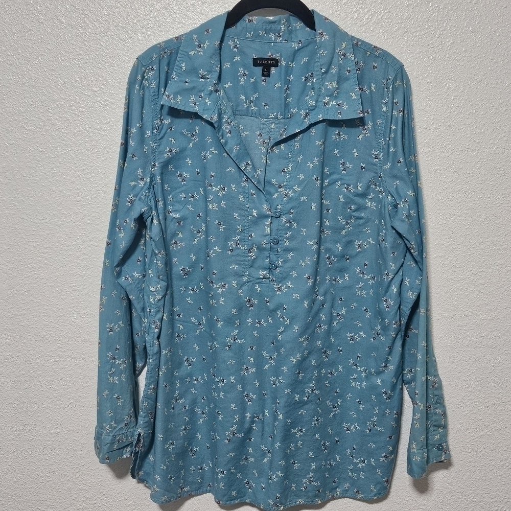 Talbots floral 100% cotton top size large